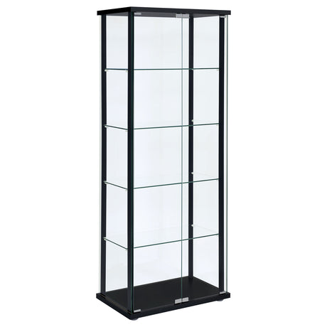 Furniture City Houma - Coaster - Delphinium 5-shelf Clear Glass Curio Display Cabinet Black - 950170