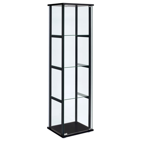 Furniture City Houma - Coaster - Cyclamen 4-shelf Clear Glass Curio Display Cabinet Black - 950171