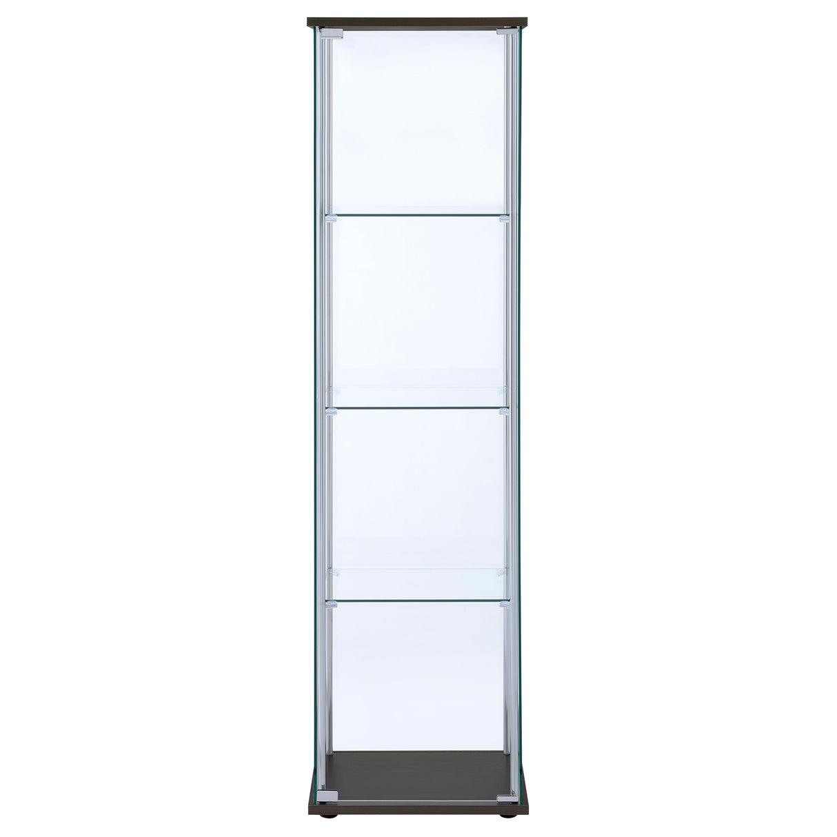 Bellatrix 4-shelf Clear Glass Curio Cabinet Cappuccino