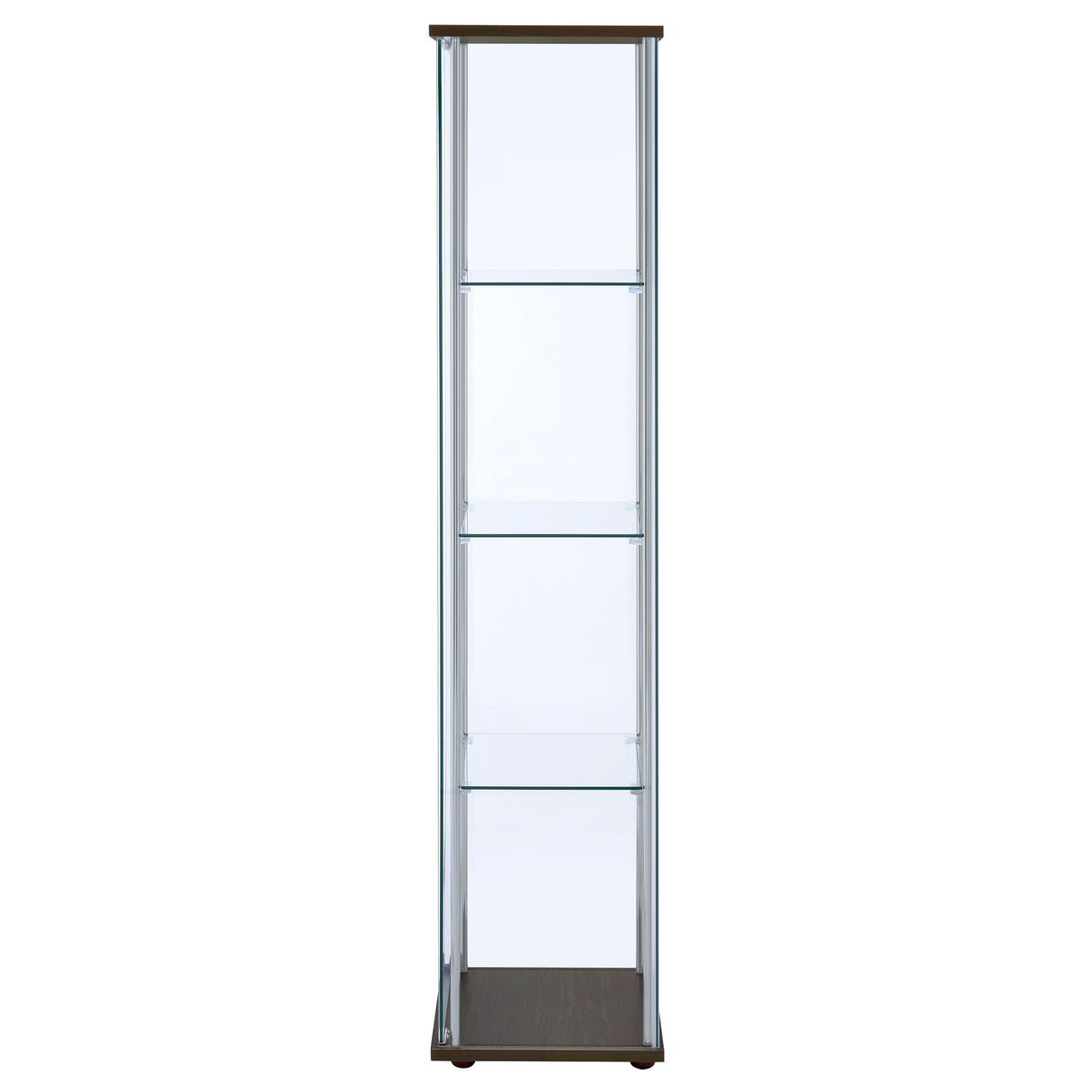 Bellatrix 4-shelf Clear Glass Curio Cabinet Cappuccino