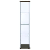 Bellatrix 4-shelf Clear Glass Curio Cabinet Cappuccino