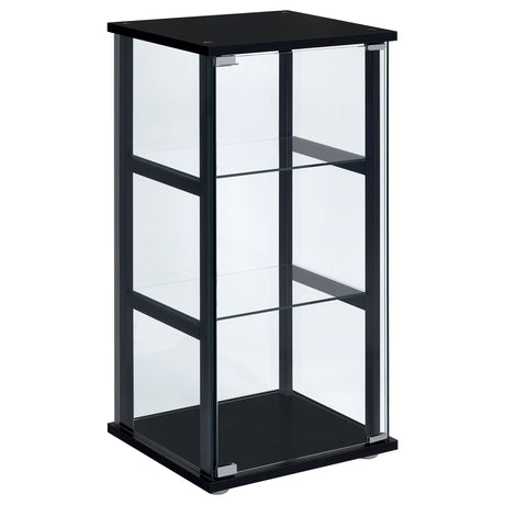 Furniture City Houma - Coaster - Cyclamen 3-shelf Clear Glass Curio Display Cabinet Black - 950179
