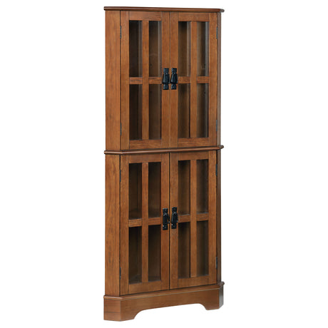 Furniture City Houma - Coaster - Coreosis 4-door Wood Corner Curio Cabinet Golden Brown - 950185