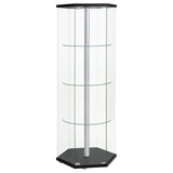 Furniture City Houma - Coaster - Zahavah 4-shelf Hexagonal Clear Glass Curio Cabinet Black - 950276