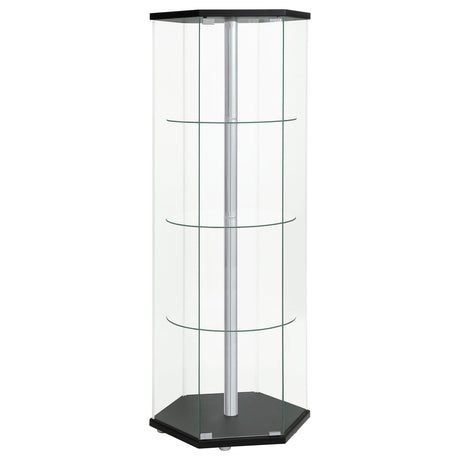 Furniture City Houma - Coaster - Zahavah 4-shelf Hexagonal Clear Glass Curio Cabinet Black - 950276