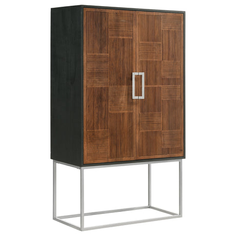 Furniture City Houma - Coaster - Borman 2-door Home Bar Cabinet Wine Storage Walnut and Black - 950318