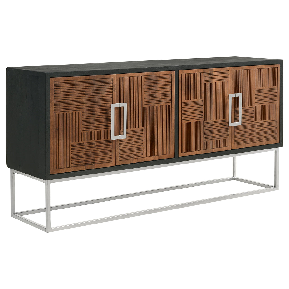 Furniture City Houma - Coaster - Borman 4-door Wood Accent Cabinet Walnut and Black - 950331