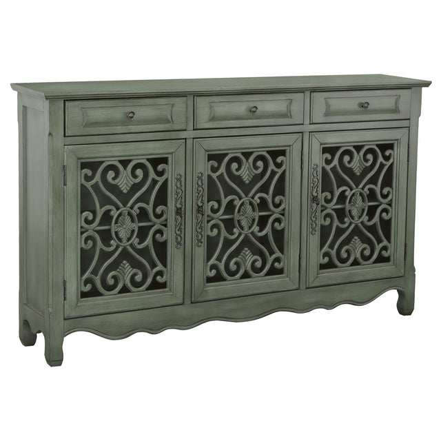 Furniture City Houma - Coaster - Madeline 3-drawer Scrollwork Accent Cabinet Antique Green - 950357