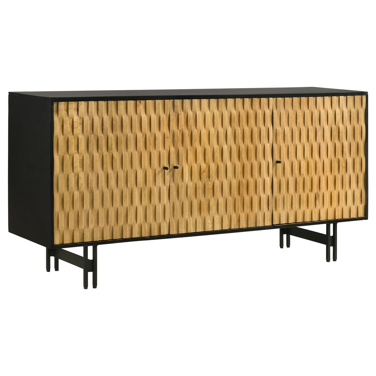 Furniture City Houma - Coaster - Aminah 3-door Wood Accent Cabinet Natural and Black - 950383
