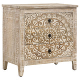 Furniture City Houma - Coaster - Mariska 3-drawer Wood Mandala Cabinet Distressed White - 950390
