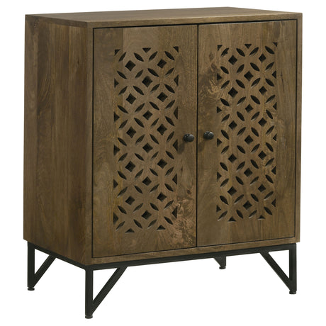 Furniture City Houma - Coaster - Zaria 2-door Wood Trellis Accent Storage Cabinet Brown - 950391
