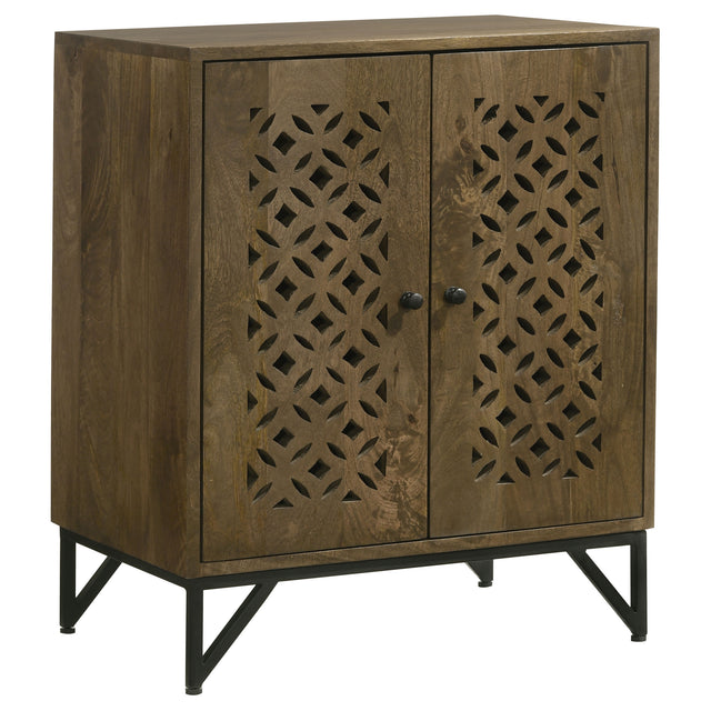 Furniture City Houma - Coaster - Zaria 2-door Wood Trellis Accent Storage Cabinet Brown - 950391