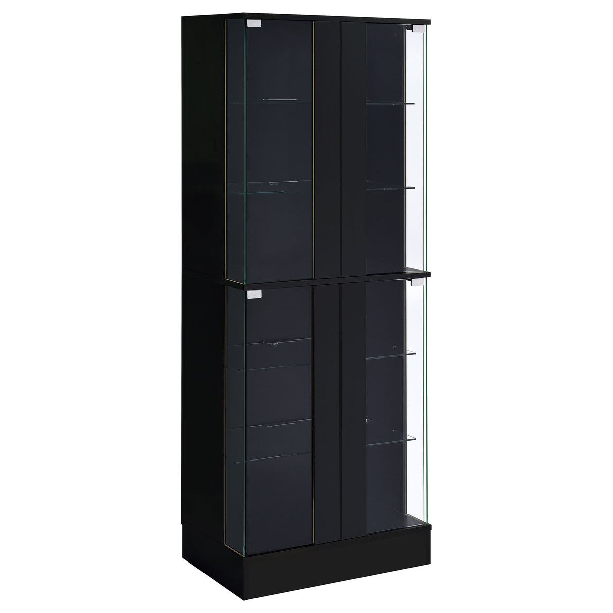 Furniture City Houma - Coaster - Cabra 4-door LED Curio Display Cabinet Black High Gloss - 950398