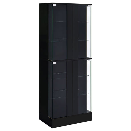Furniture City Houma - Coaster - Cabra 4-door LED Curio Display Cabinet Black High Gloss - 950398