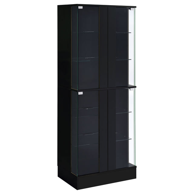 Furniture City Houma - Coaster - Cabra 4-door LED Curio Display Cabinet Black High Gloss - 950398