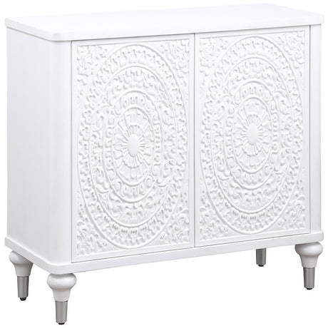 Furniture City Houma - Coaster - Cardella 2-door Mandala Accent Cabinet Distressed White - 950411