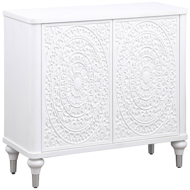 Furniture City Houma - Coaster - Cardella 2-door Mandala Accent Cabinet Distressed White - 950411