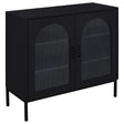 Furniture City Houma - Coaster - Jess 2-door Arched Fluted Glass Accent Cabinet Black - 950420