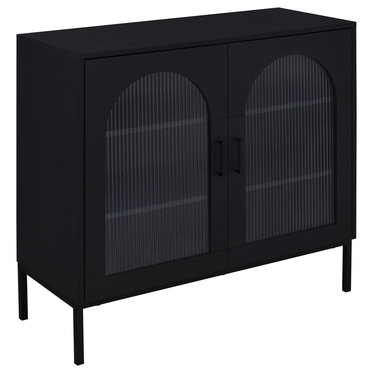 Furniture City Houma - Coaster - Jess 2-door Arched Fluted Glass Accent Cabinet Black - 950420