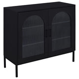 Furniture City Houma - Coaster - Jess 2-door Arched Fluted Glass Accent Cabinet Black - 950420