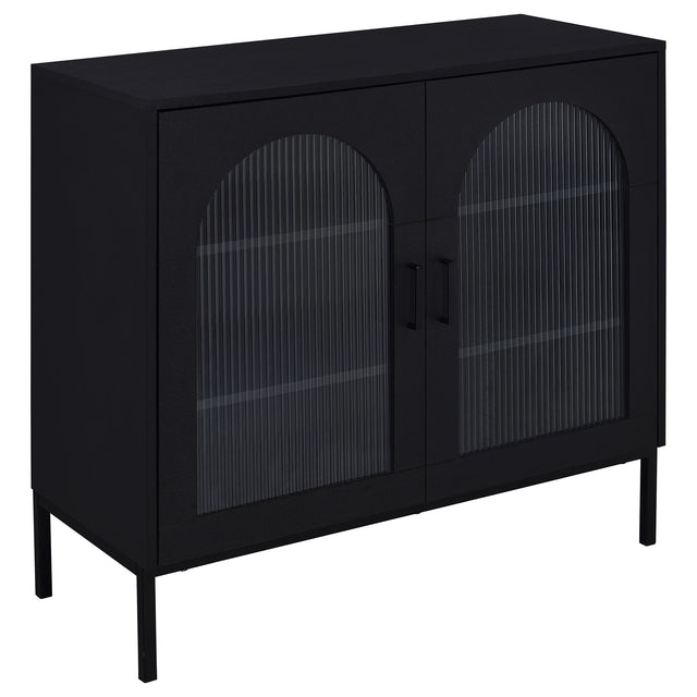 Furniture City Houma - Coaster - Jess 2-door Arched Fluted Glass Accent Cabinet Black - 950420