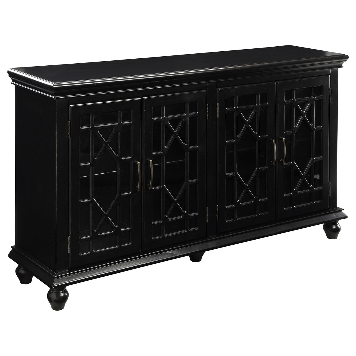 Furniture City Houma - Coaster - Kovu 4-door Wood Lattice Storage Accent Cabinet Black - 950639