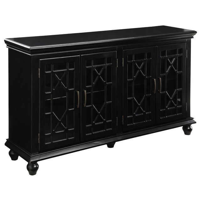 Furniture City Houma - Coaster - Kovu 4-door Wood Lattice Storage Accent Cabinet Black - 950639