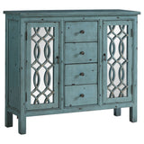 Furniture City Houma - Coaster - Rue 4-drawer Wood Trellis Accent Storage Cabinet Blue - 950736