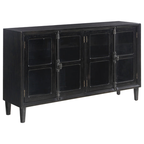 Furniture City Houma - Coaster - Sylvia 4-door Wood Lattice Accent Storage Cabinet Black - 950780