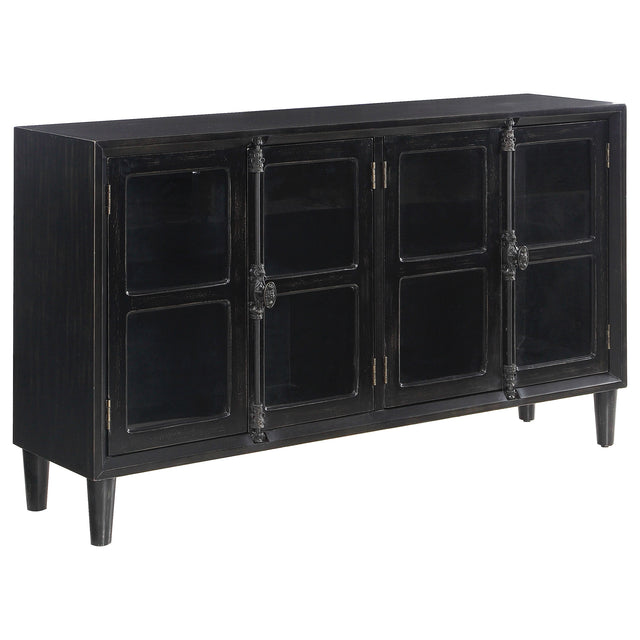 Furniture City Houma - Coaster - Sylvia 4-door Wood Lattice Accent Storage Cabinet Black - 950780