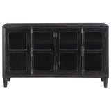 Sylvia 4-door Wood Lattice Accent Storage Cabinet Black