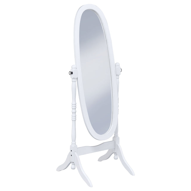 Furniture City Houma - Coaster - Foyet Wood Adjustable Full Length Cheval Mirror White - 950802