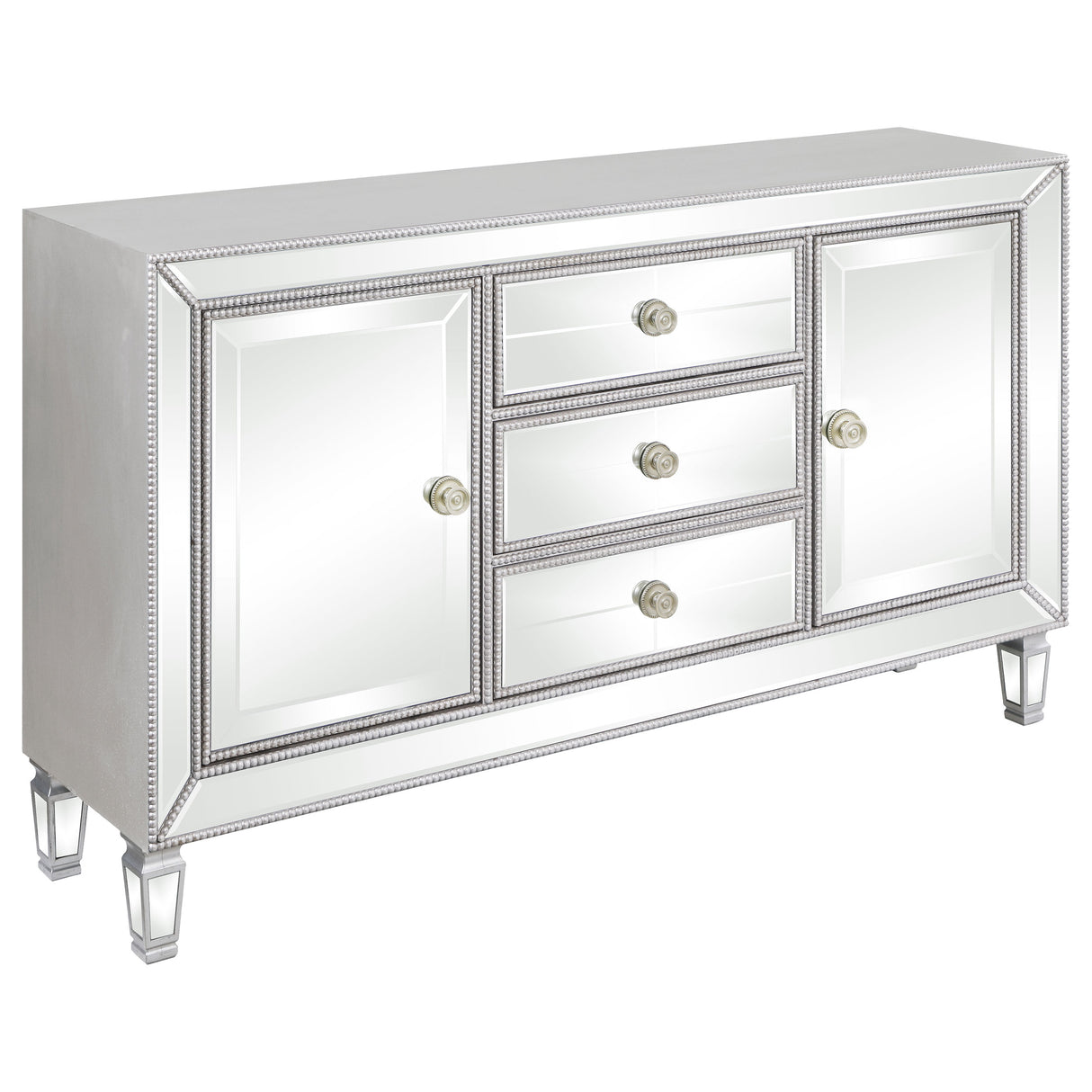 Furniture City Houma - Coaster - Leticia 3-drawer Mirrored Storage Accent Cabinet Silver - 950825