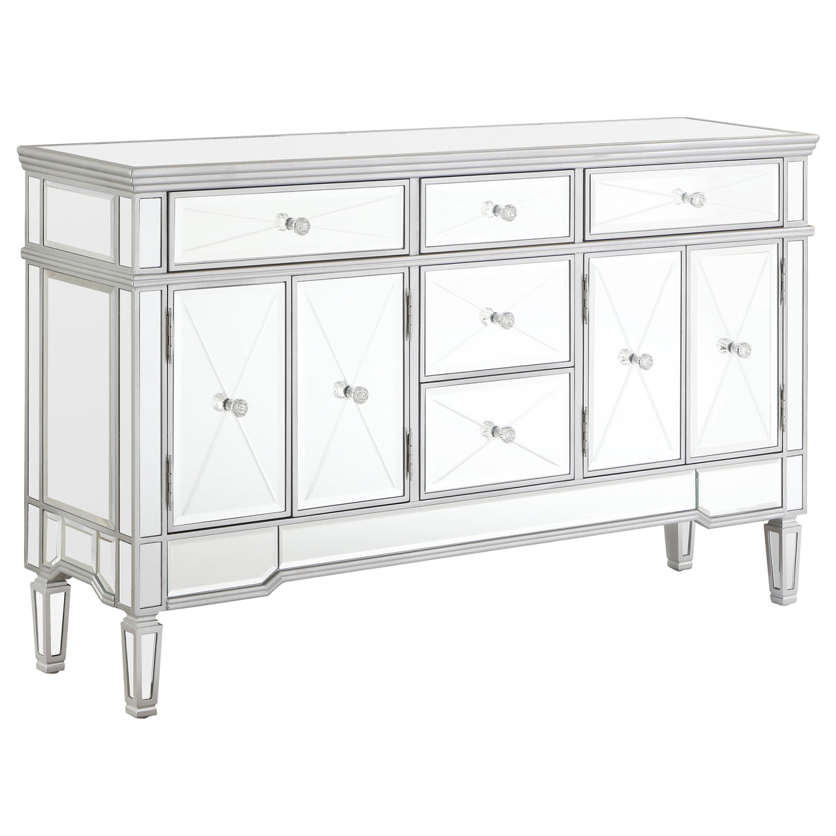Furniture City Houma - Coaster - Duchess 5-drawer Mirrored Storage Accent Cabinet Silver - 950849