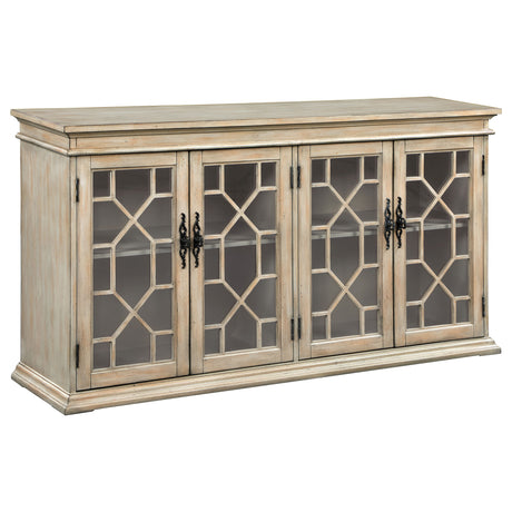 Furniture City Houma - Coaster - Kiara 4-door Wood Lattice Storage Accent Cabinet Light Honey - 950858