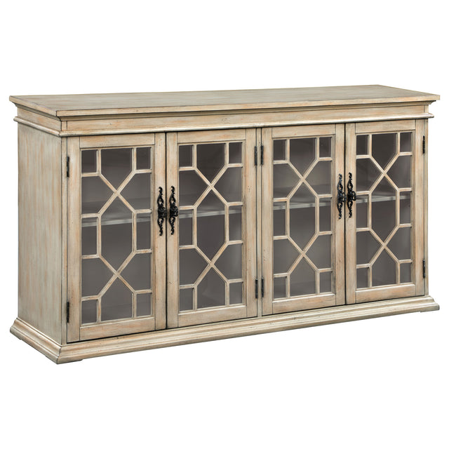 Furniture City Houma - Coaster - Kiara 4-door Wood Lattice Storage Accent Cabinet Light Honey - 950858
