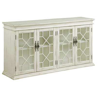 Furniture City Houma - Coaster - Kiara 4-door Wood Lattice Storage Accent Cabinet White - 950859