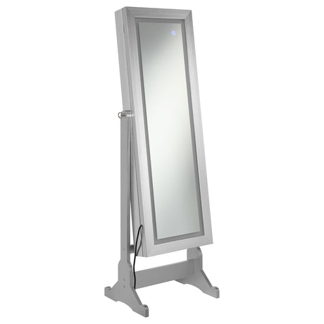 Furniture City Houma - Coaster - Moore Cheval Mirror with Jewelry Storage Silver - 951017