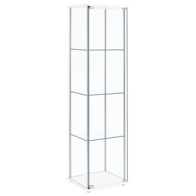 Furniture City Houma - Coaster - Bellatrix 4-shelf Clear Glass Curio Cabinet White - 951072