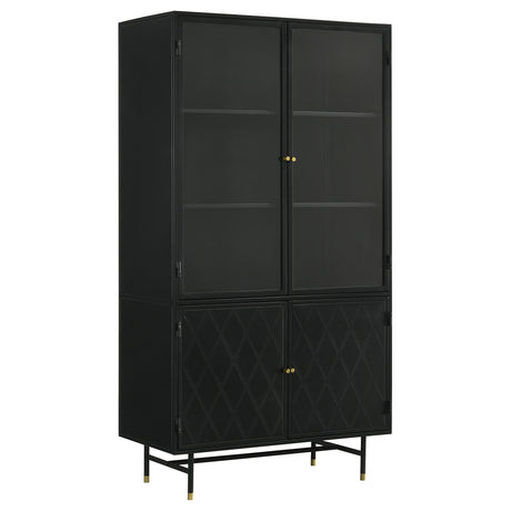 Furniture City Houma - Coaster - Santiago 4-door Metal Tall Storage Cabinet Matte Black - 951134