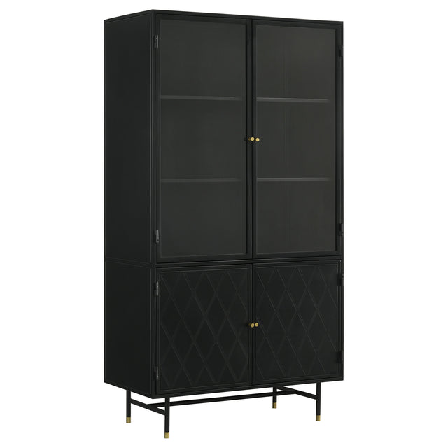 Furniture City Houma - Coaster - Santiago 4-door Metal Tall Storage Cabinet Matte Black - 951134