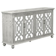 Furniture City Houma - Coaster - Melanie 4-door Wood Trellis Accent Cabinet Distressed White - 952845