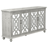 Furniture City Houma - Coaster - Melanie 4-door Wood Trellis Accent Cabinet Distressed White - 952845