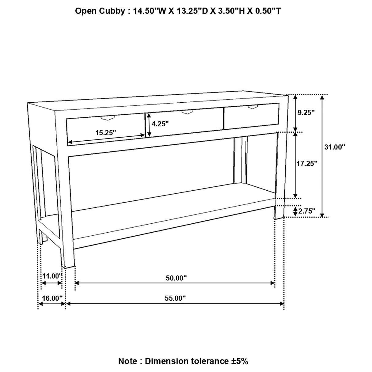 Esther 3-drawer Wood Console Table Natural Sheesham