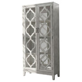 Furniture City Houma - Coaster - Mckellen 2-door Wood Trellis Tall Cabinet Distressed White - 953375