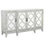 Furniture City Houma - Coaster - Mckellen 4-door Wood Trellis Accent Cabinet Distressed White - 953376
