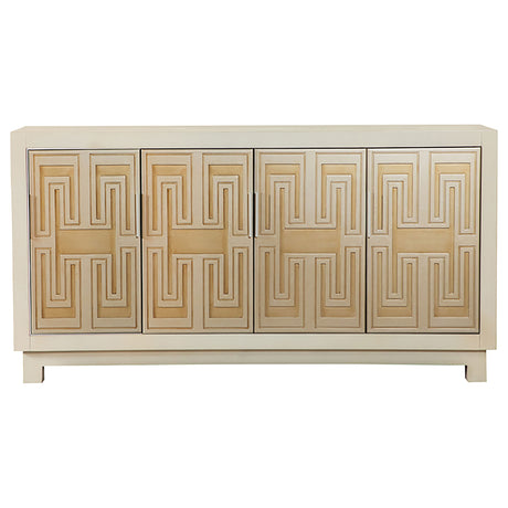 Furniture City Houma - Coaster - Voula 4-door Wood Accent Storage Cabinet White and Gold - 953416
