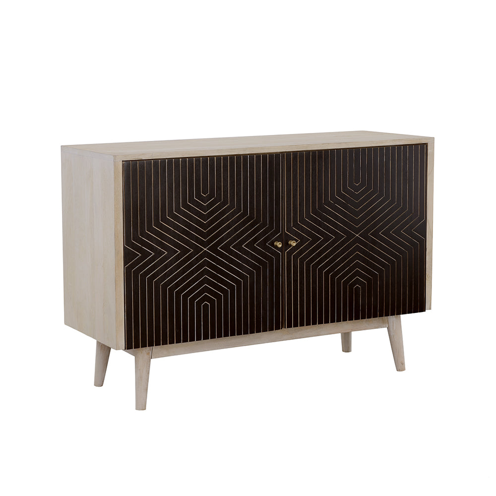 Furniture City Houma - Coaster - Ixora 2-door Wood Accent Cabinet White Washed and Black - 953430