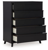 Danziar - Five Drawer Wide Chest - Black