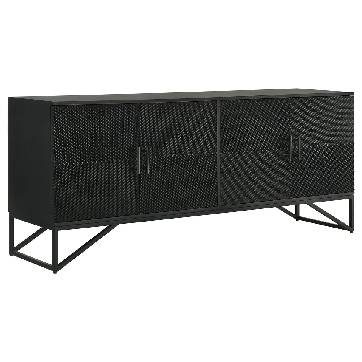 Furniture City Houma - Coaster - Riddell 4-door Wood Reeding Accent Cabinet Matte Black - 959631